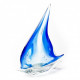 Venice sailboat sculpture in blue glass