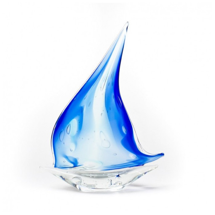 modern handmade blue glass sculpture