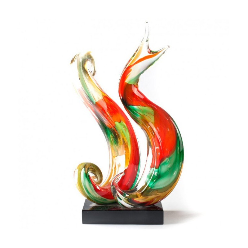 scultura figura astratta in vetro soffiato multicolore