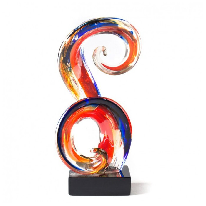 multicolor blown glass abstract figure sculpture