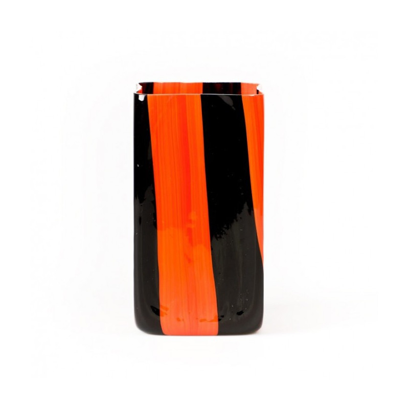 Modern vase with black and red stripes