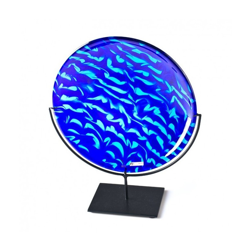 centrotavola blu in vetro di Murano per l'arredamento della casa