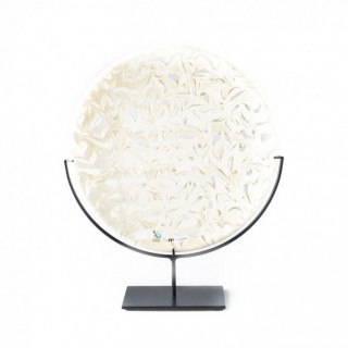 Murano piatto centrotavola decorativo in vetro avorio