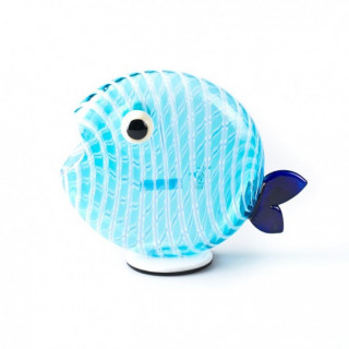 Murano glass filigree turquoise fish sculpture