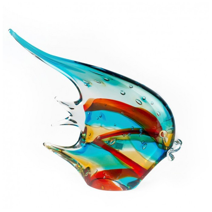 Murano glass fish sculpture blue