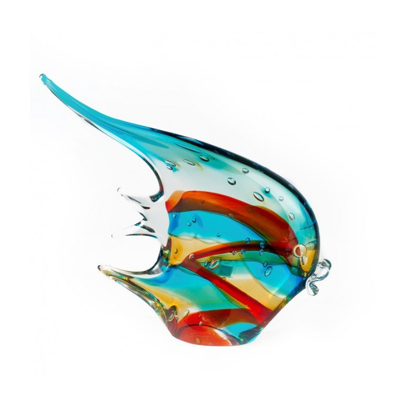 Murano scultura pesce in vetro blu