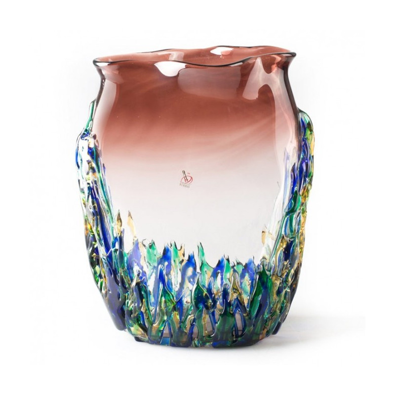 Murano glass vase purple design