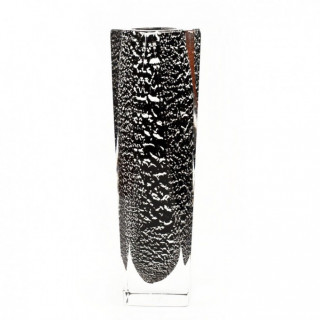 Black and silver Murano glass vase
