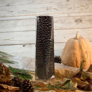 Vaso moderno in vetro nero con foglia d'argento