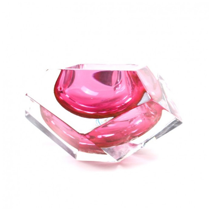 Venice centerpiece in transparent glass of modern design with pink decor