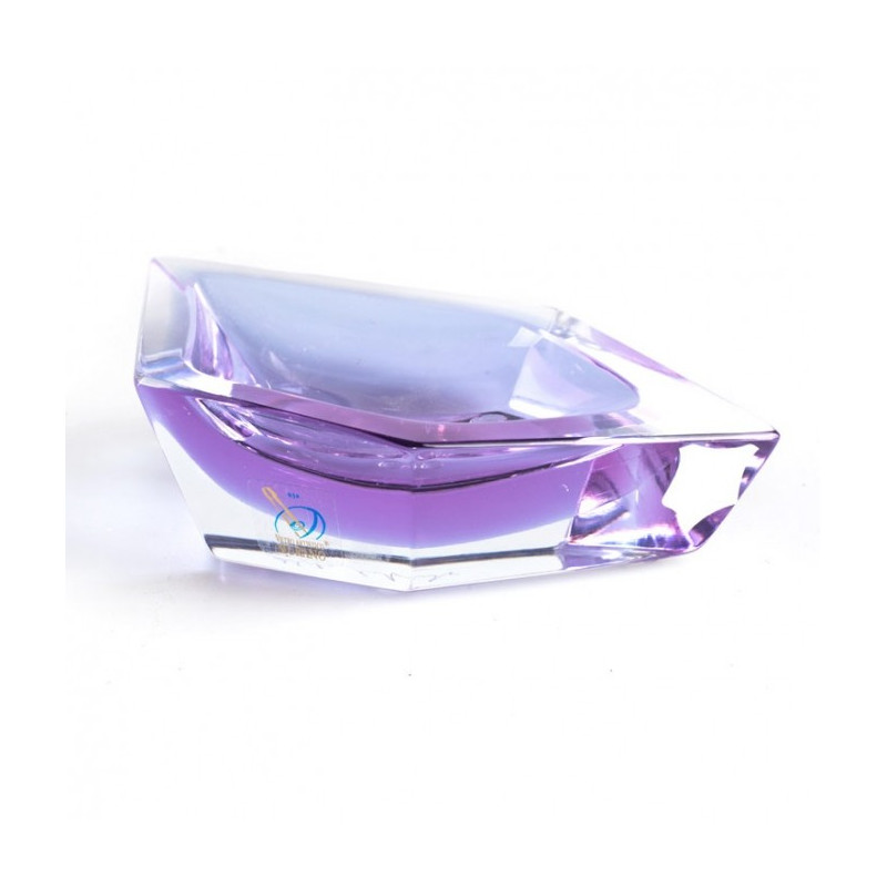 centrotavola ornamentale a conchiglia in vetro trasparente e viola