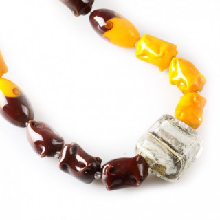 DOROTEA Yellow and brown necklace