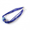 TORNADO Blue  necklace with engraved beads