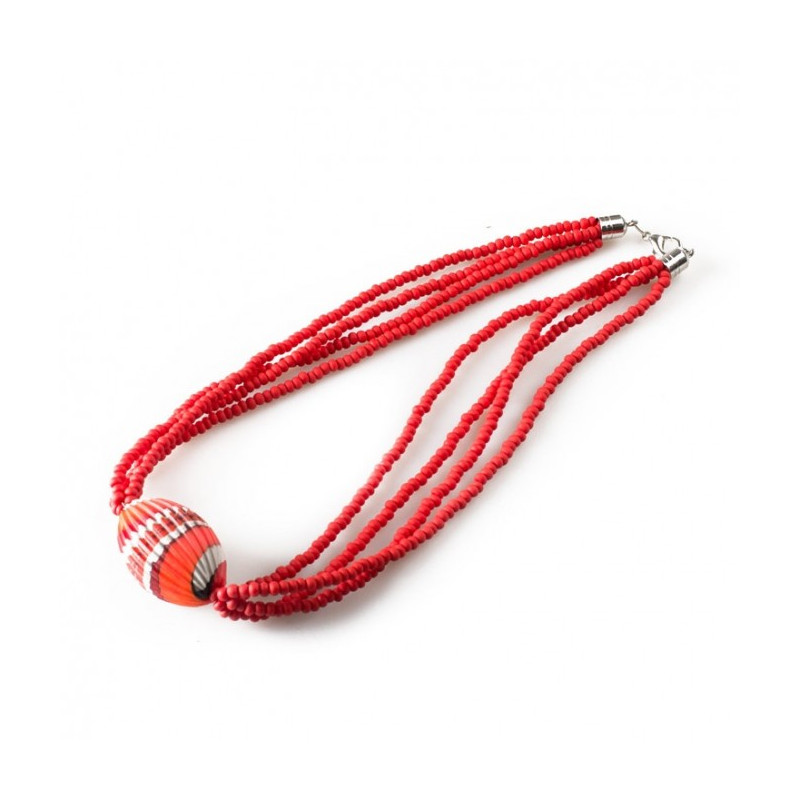 TORNADO Red necklace with engraved bead