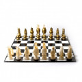 GLASS CHESSBOARD with gold leaf chesspieces
