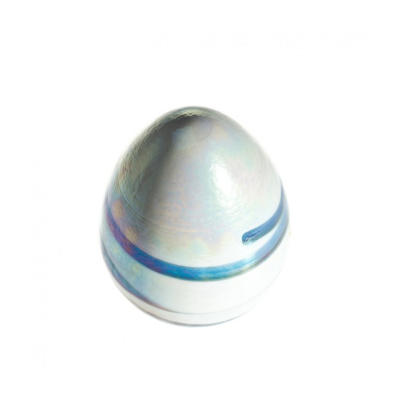 uovo decorativo in vetro di Murano con dettagli blu