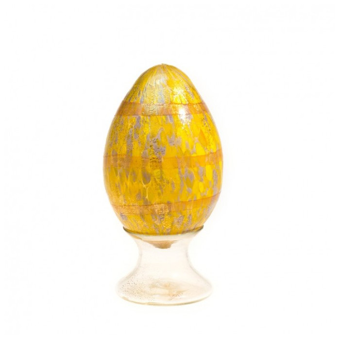 Venice decorative egg centerpiece in yellow glass with mother of pearl