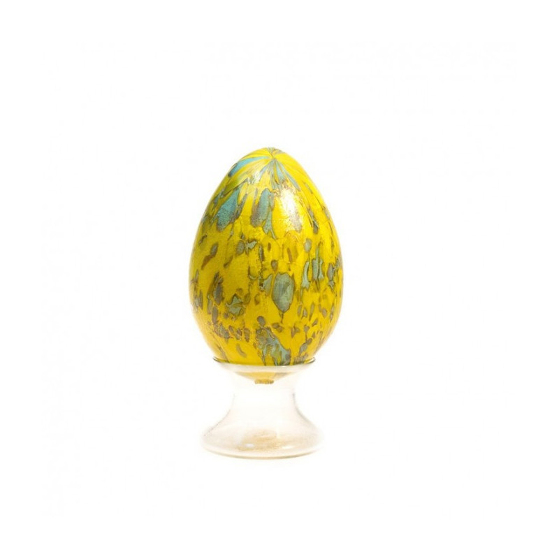 Venice decorative egg centerpiece in green and yellow glass