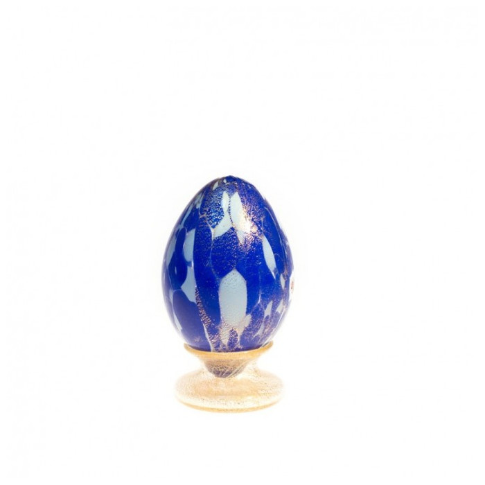Venezia centrotavola uovo decorativo in vetro blu con foglia d'oro