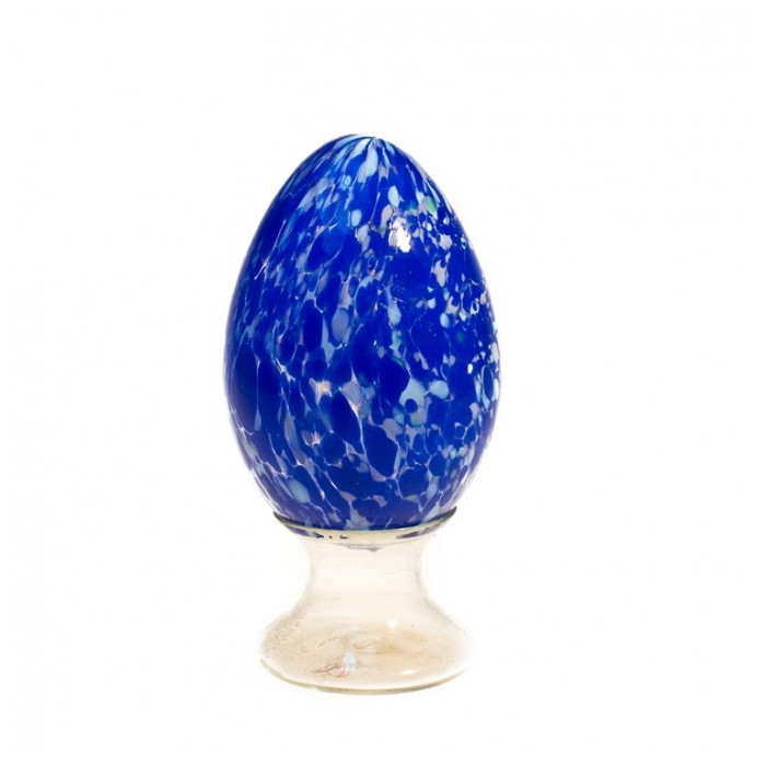 Venice decorative egg centerpiece in blue and turquoise glass