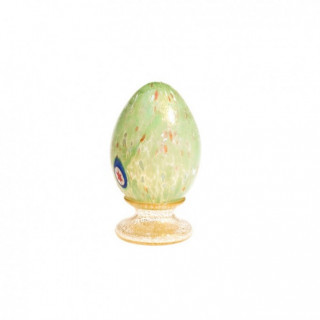 Venezia centrotavola uovo decorativo in vetro verde con foglia d'oro