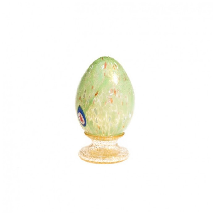 Venezia centrotavola uovo decorativo in vetro verde con foglia d'oro