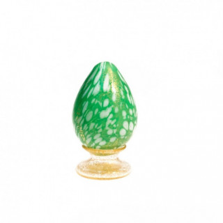 Venezia centrotavola uovo decorativo in vetro verde con foglia d'oro