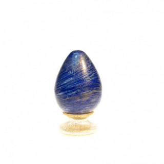 Venice decorative egg centerpiece in blue glass with gold leaf