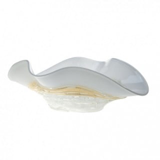Venice centerpiece in white glass of modern design with gold decor