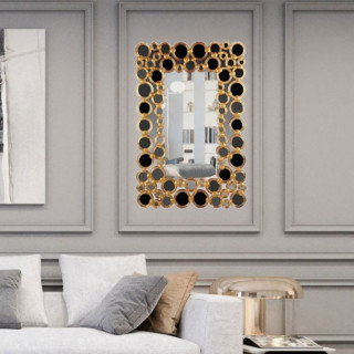 Decorative mirror in black and gold