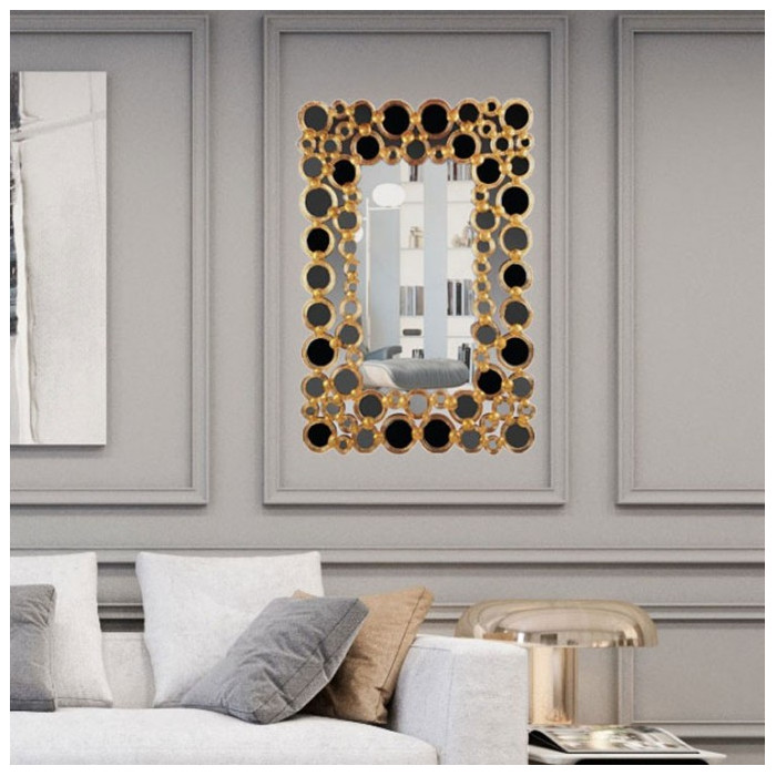 Decorative mirror in black and gold