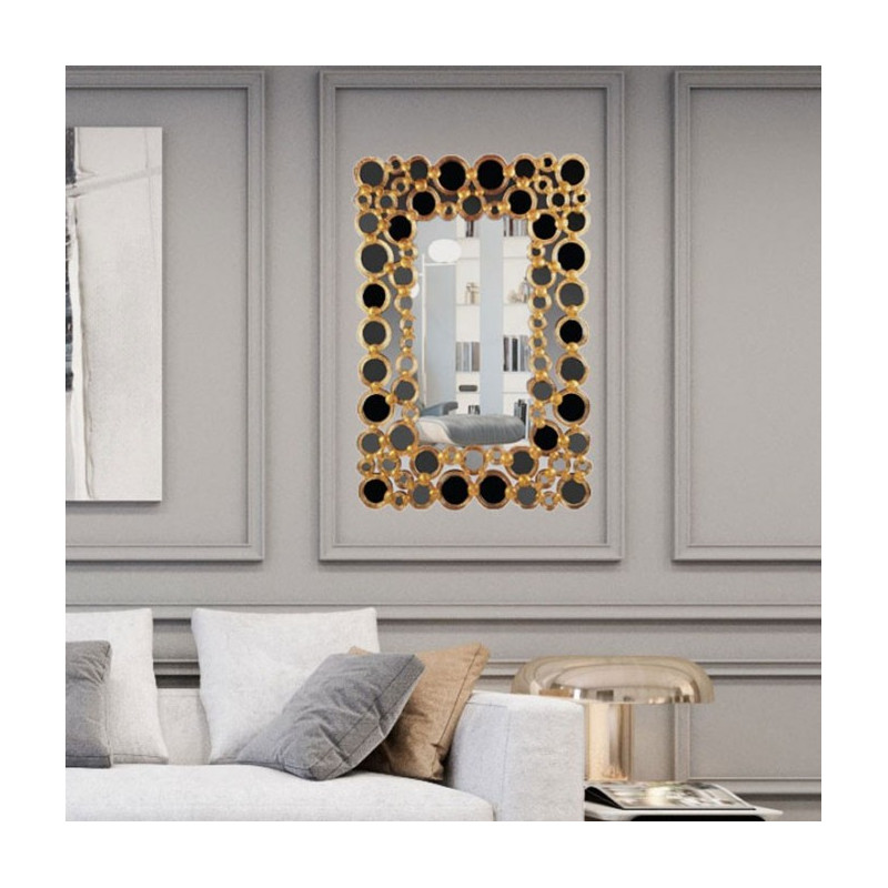 Decorative mirror in black and gold