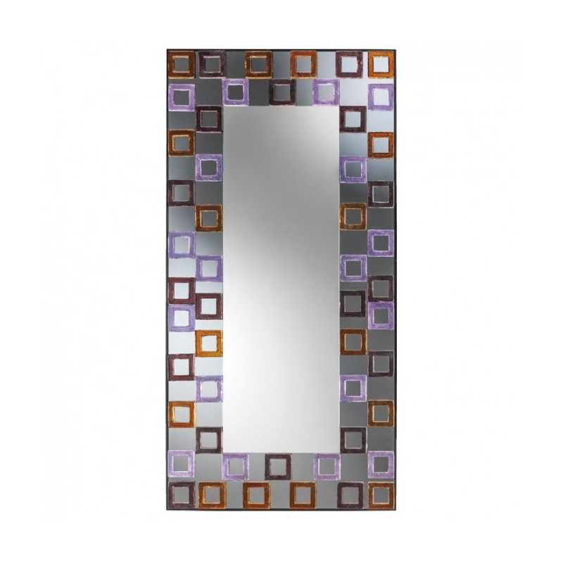 Specchio rettangolare colorato in vetro di Murano