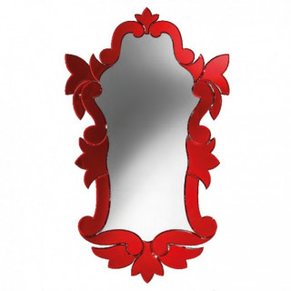 Red wall mirror in Murano glass