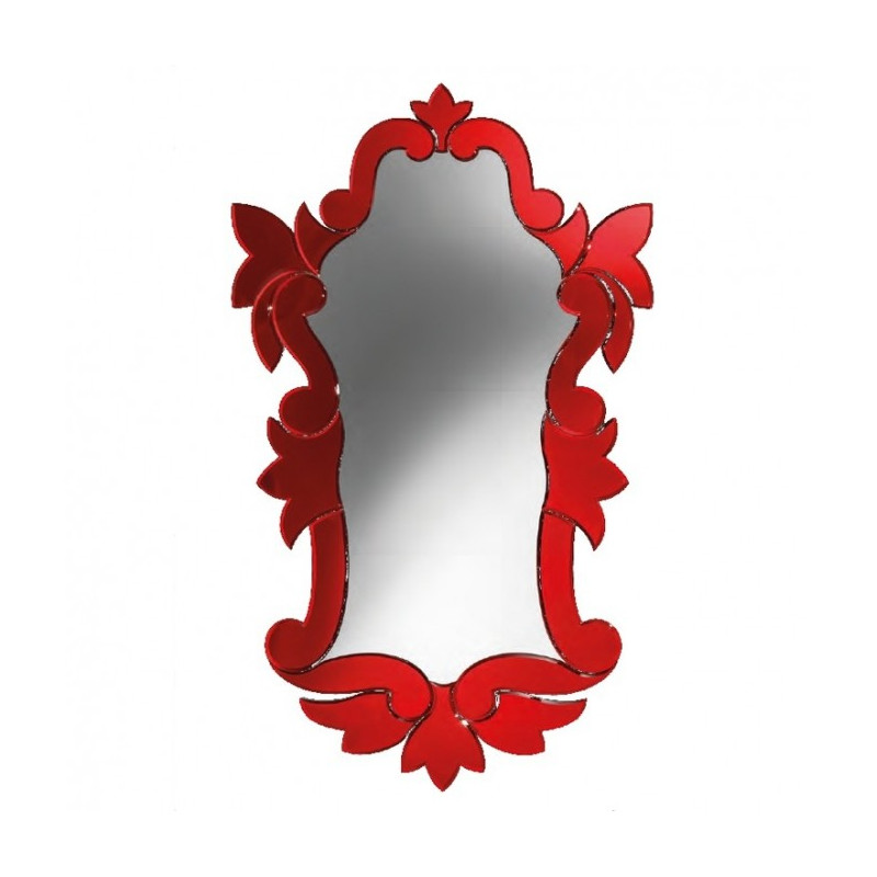 Specchio rosso in vetro di Murano