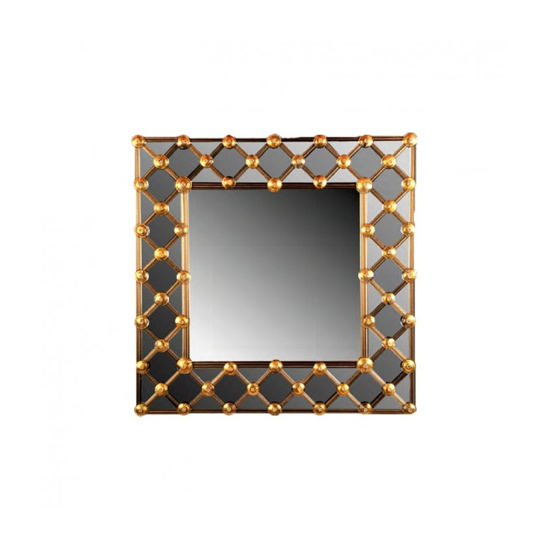 Specchio quadrato con decorazioni oro