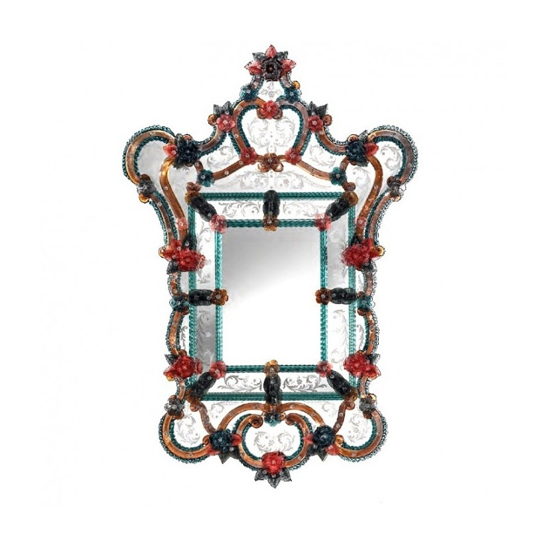 Specchio colorato in vetro di Murano