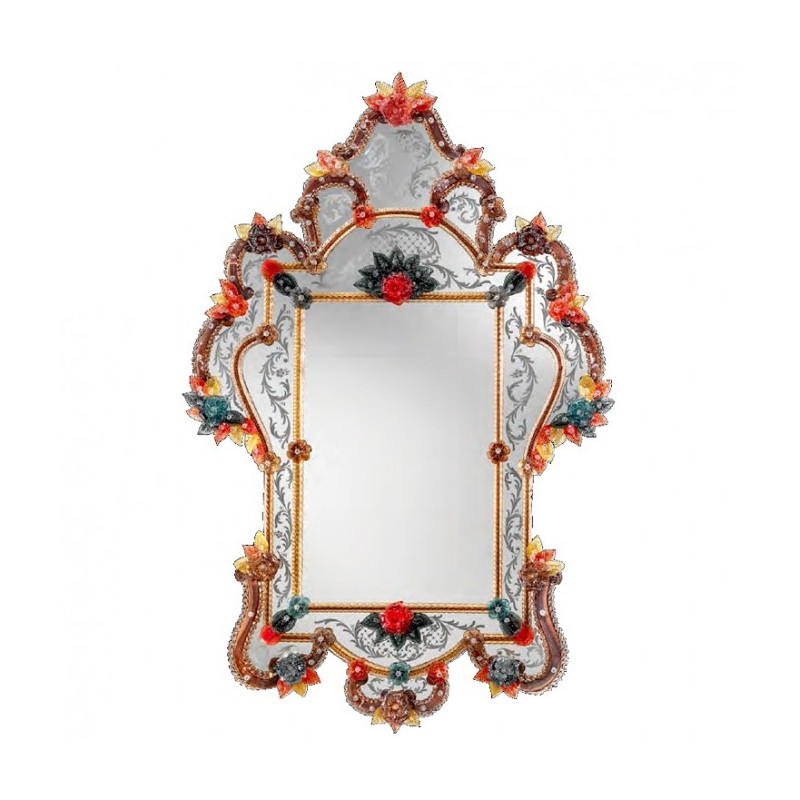 Flower mirror in Murano glass