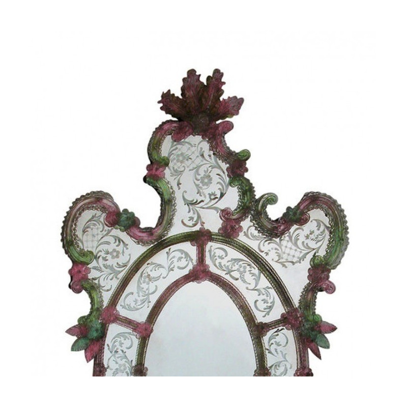 Blown glass mirror in venetian style