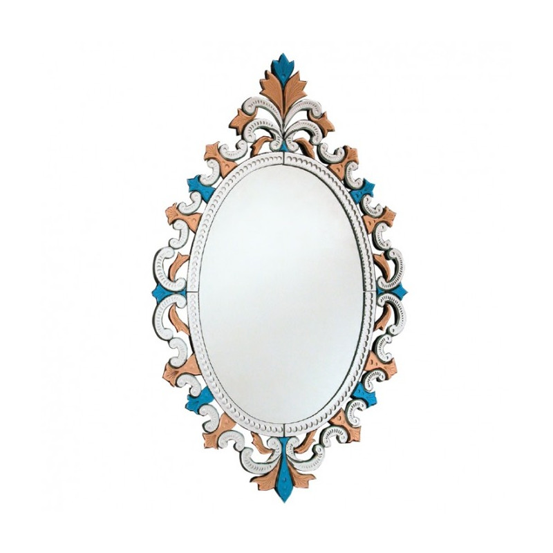Oval-shaped colored mirror