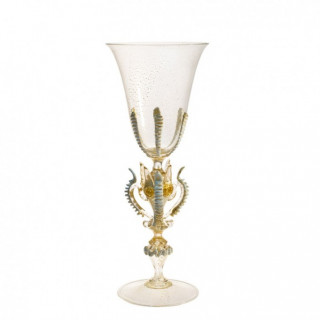 Venezia goblet in transparent glass with gold details