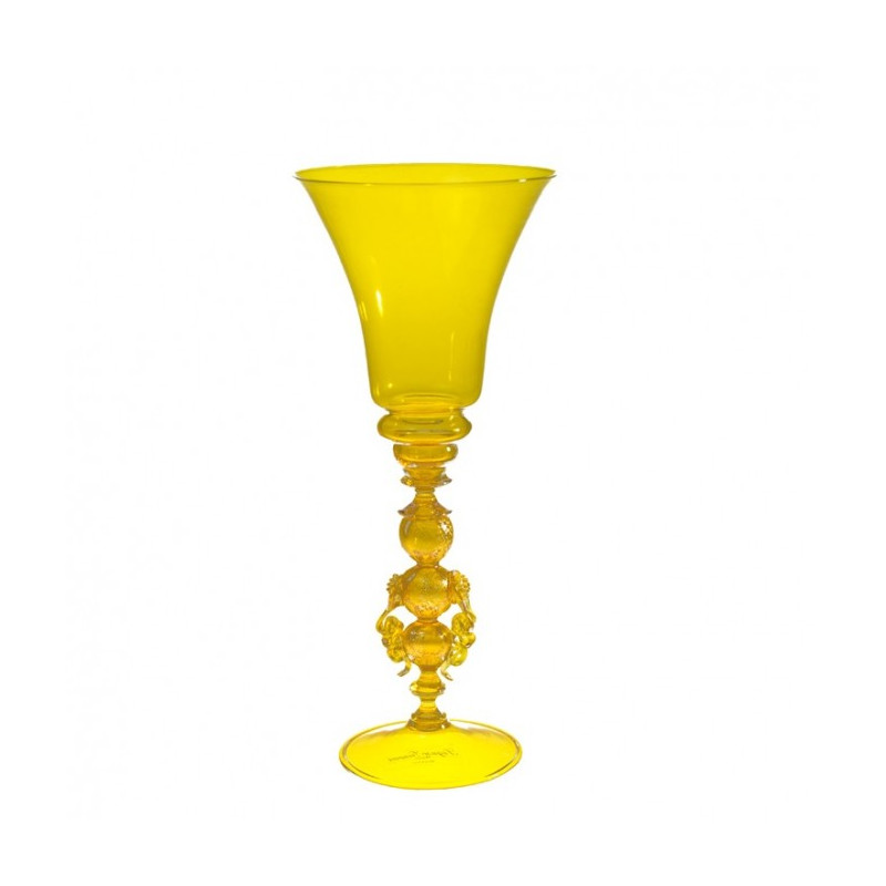 Venezia calice in vetro giallo con decorazione