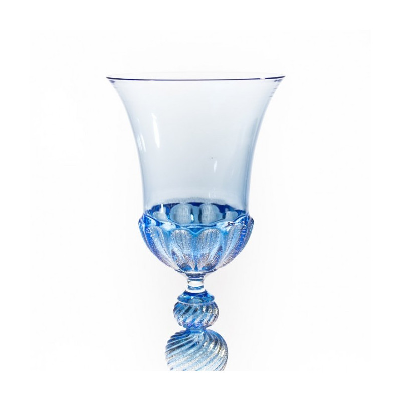 calice veneziano in vetro blu artigianale