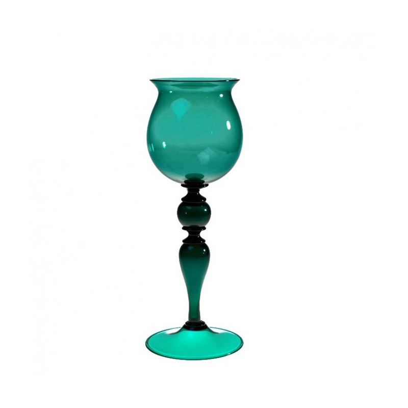 Green goblet in Murano glass