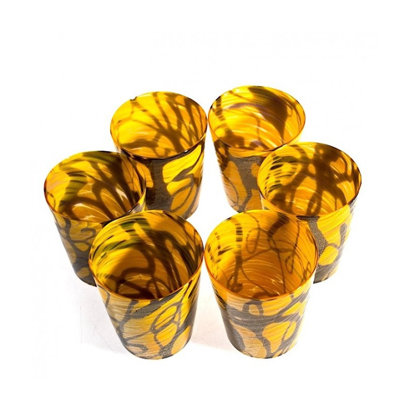 Glasses with murrine and gold leaf