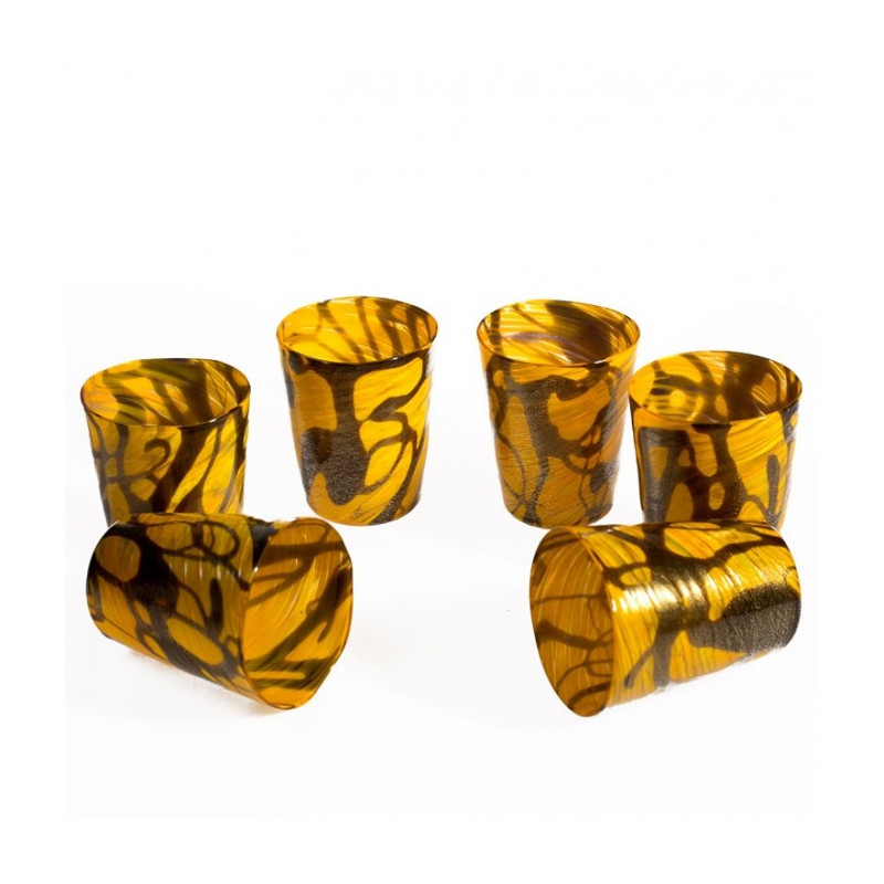 Blown-glass amber tumblers set