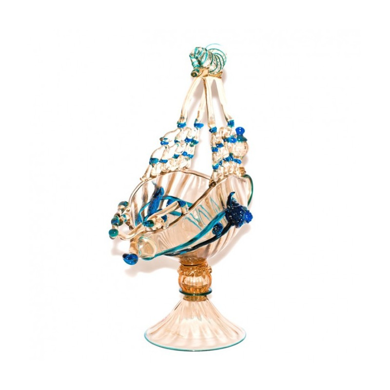 calice veneziano in vetro oro e blu artigianale