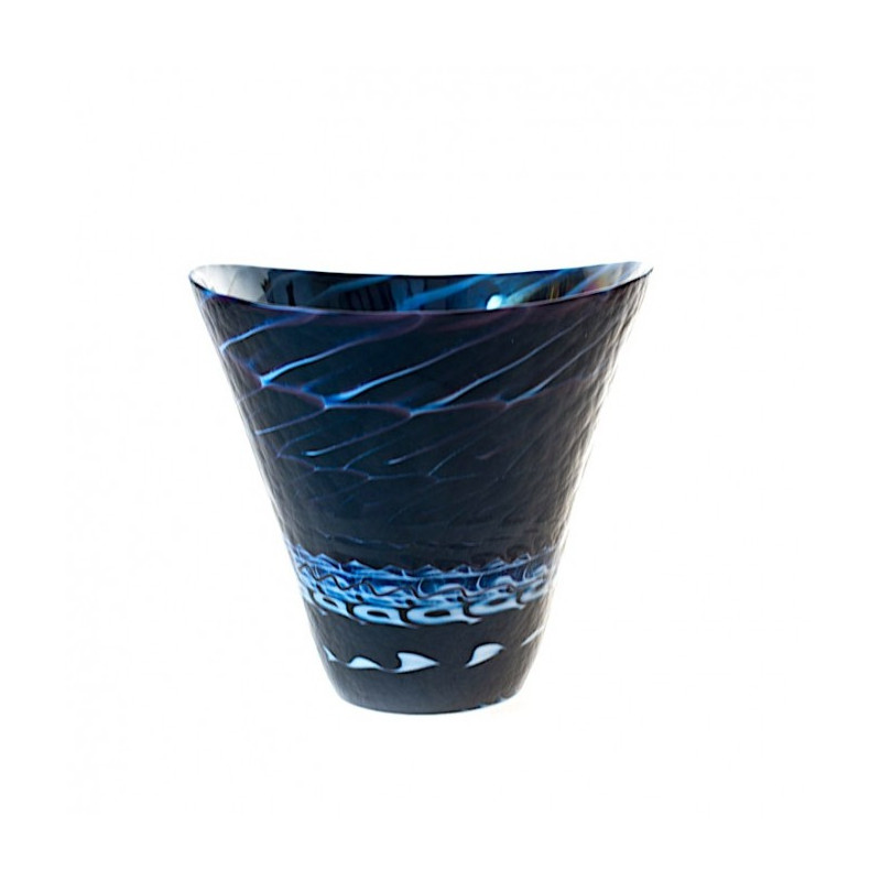 vaso nero e blu decorazione  artigianale