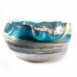 Venice centerpiece in blue glass of modern design