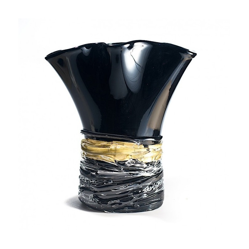 Vaso nero elegante in vetro di Murano